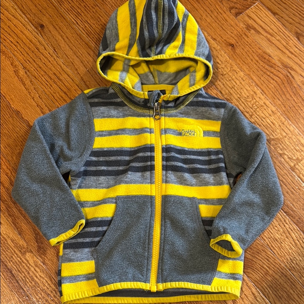 The North Face Yellow and Gray Color-Block Hoodie